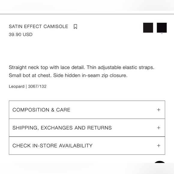 Zara satin tank top in cheetah print, adjustable straps - Picture 4 of 4